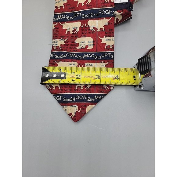 RM Style 1995 Ralph Marlin Necktie Stockmarket Bulls Bears Silk USA Vintage - Picture 7 of 7